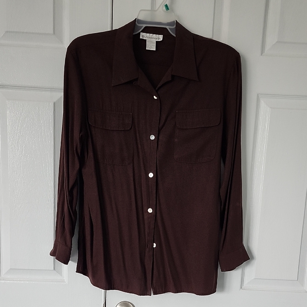 Dressbarn Rich Brown Button-Up Shirt